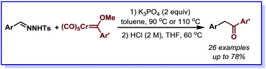 Graphical abstract: Catalyst-free cross-coupling of N-tosylhydrazones with chromium(0) Fischer carbene complexes: a new approach to diarylethanone