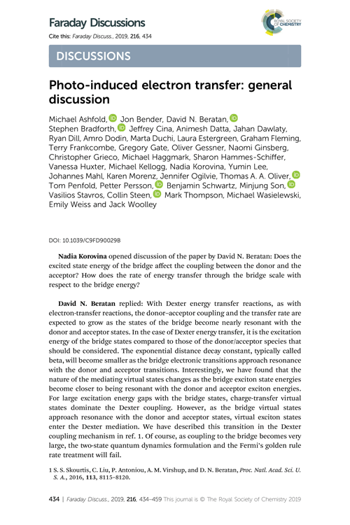 Photo-induced electron transfer: general discussion