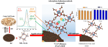 Graphical abstract: Biomass@MOF nanohybrid materials for competitive drug adsorption: analysis by conventional macroscopic models and statistical physical models