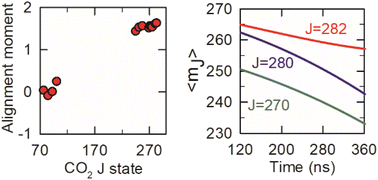 Graphical abstract: Transient IR spectroscopy of optically centrifuged CO2 (R186–R282) and collision dynamics for the J = 244–282 states