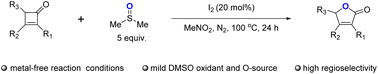 Graphical abstract: Alternative method to Baeyer–Villiger oxidation of cyclobutenones using I2/DMSO catalytic systems