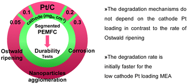 Graphical abstract: Does the platinum-loading in proton-exchange membrane fuel cell cathodes influence the durability of the membrane-electrode assembly?