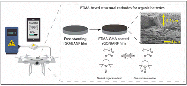 Graphical abstract: Structural organic battery cathodes comprised of organic redox active polymers, reduced graphene oxide, and aramid nanofibers