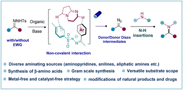 Graphical abstract: A visible-light-promoted metal-free approach for N–H insertions by using donor/donor diazo precursors
