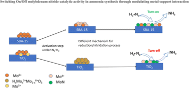 Graphical abstract: Switching on/off molybdenum nitride catalytic activity in ammonia synthesis through modulating metal–support interaction