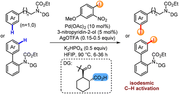 Graphical abstract: Carboxyl group assisted isodesmic meta-C–H iodination of phenethylamines, benzylamines, and 2-aryl anilines