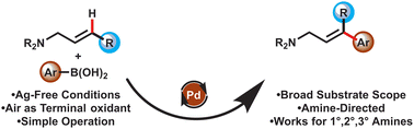 Graphical abstract: Oxidative Mizoroki–Heck reaction of unprotected cinnamylamines at ambient temperature under air