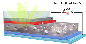 Graphical abstract: Plasmonic nanoparticles boost low-current perovskite LEDs governed by photon recycling effects