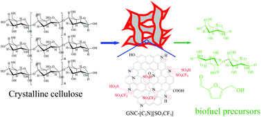 Graphical abstract: Efficient biomass transformations catalyzed by graphene-like nanoporous carbons functionalized with strong acid ionic liquids and sulfonic groups