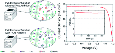 Graphical abstract: Ultrahigh open-circuit voltage for high performance mixed-cation perovskite solar cells using acetate anions