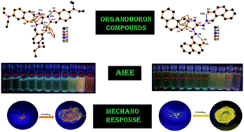 Graphical abstract: Tetra-coordinated organoboron complexes with triaminoguanidine-salicylidene based ligands: aggregation induced enhanced emission and mechanoresponsive features