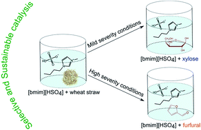 Graphical abstract: Relevance of the acidic 1-butyl-3-methylimidazolium hydrogen sulphate ionic liquid in the selective catalysis of the biomass hemicellulose fraction