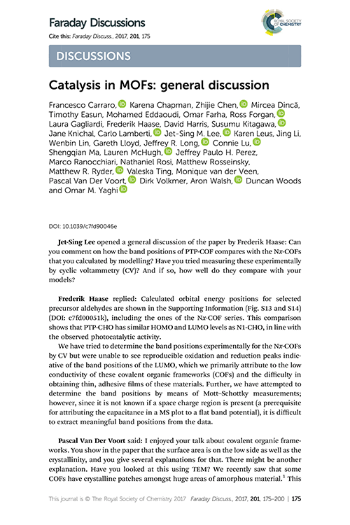 Catalysis in MOFs: general discussion