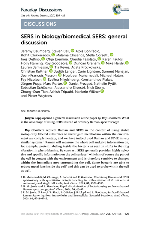 SERS in biology/biomedical SERS: general discussion