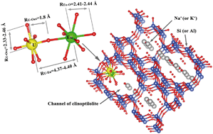 Graphical abstract: Emerging investigator series: significantly enhanced uptake of Eu3+ on a nanoporous zeolitic mineral in the presence of UO22+: insights into the impact of cation–cation interaction on the geochemical behavior of lanthanides and actinides