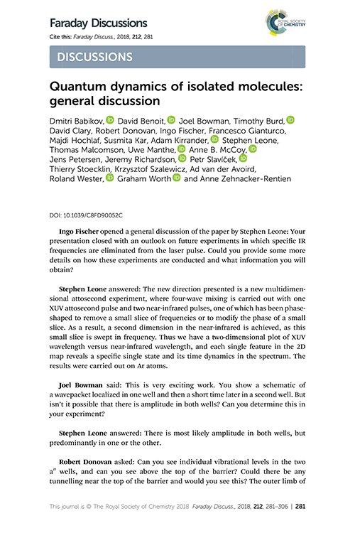 Quantum dynamics of isolated molecules: general discussion