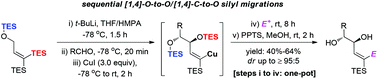 Graphical abstract: Three-component reaction to synthesize E-vinyl silyl anti-1,2-diols via sequential [1,4]-O-to-O/[1,4]-C-to-O silyl migrations