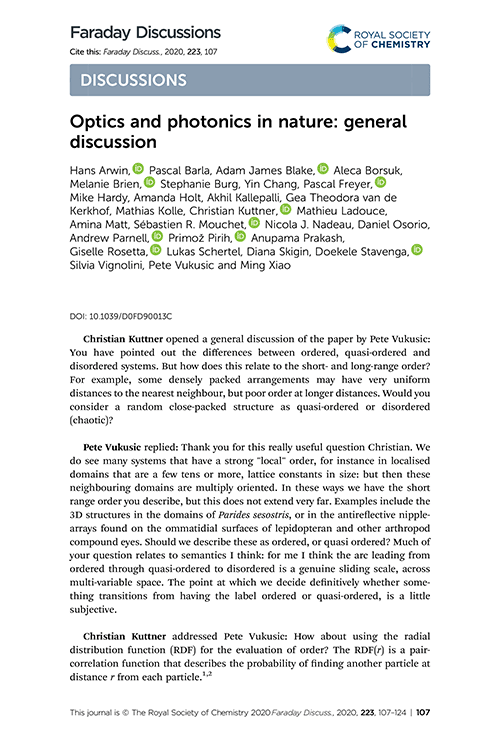 Optics and photonics in nature: general discussion