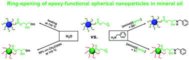 Graphical abstract: Synthesis and derivatization of epoxy-functional sterically-stabilized diblock copolymer spheres in non-polar media: does the spatial location of the epoxy groups matter?