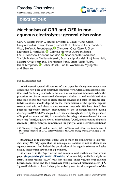 Mechanism of ORR and OER in non-aqueous electrolytes: general discussion