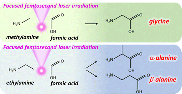 Graphical abstract: Synthesis of amino acids in intense laser-irradiated primary amine solutions