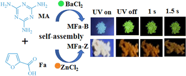 Graphical abstract: Tunable multi-color room-temperature phosphorescence via melamine-based supramolecular self-assembly for anti-counterfeiting and humidity sensing