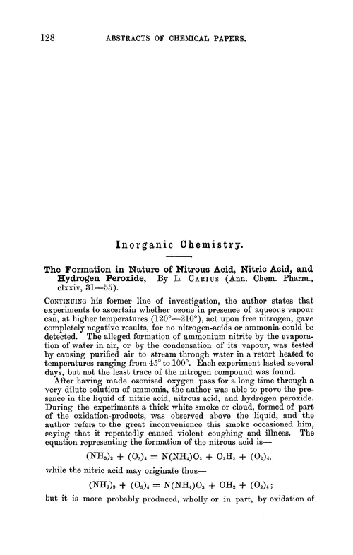 Inorganic chemistry