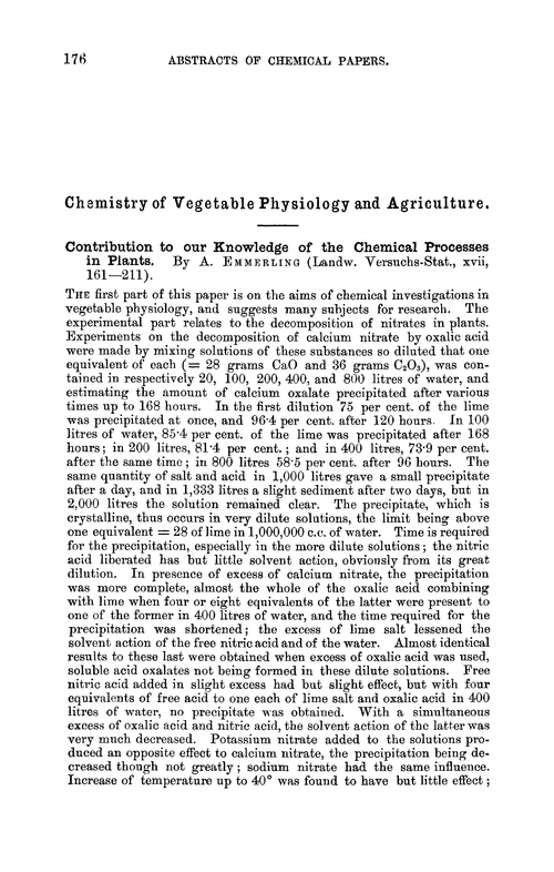 Chemistry of vegetable physiology and agriculture