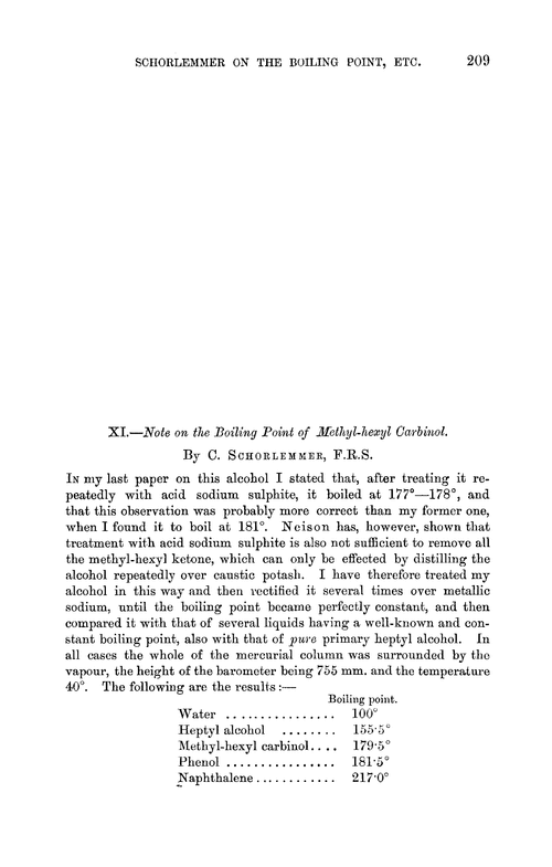XI.—Note on the boiling point of methyl-hexyl carbinol