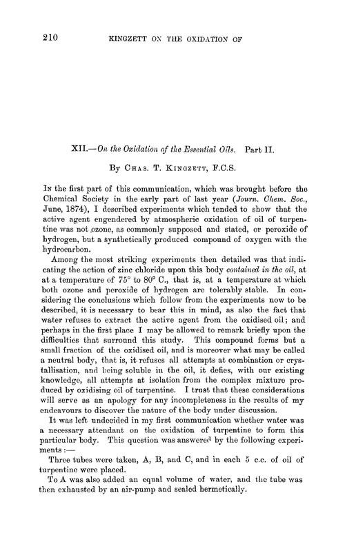 XII.—On the oxidation of the essential oils. Part II