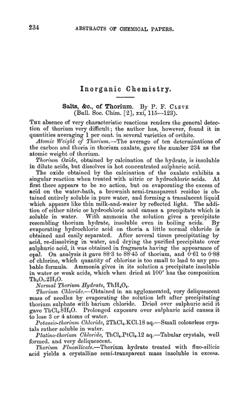 Inorganic chemistry