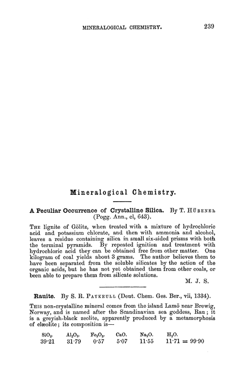 Mineralogical chemistry