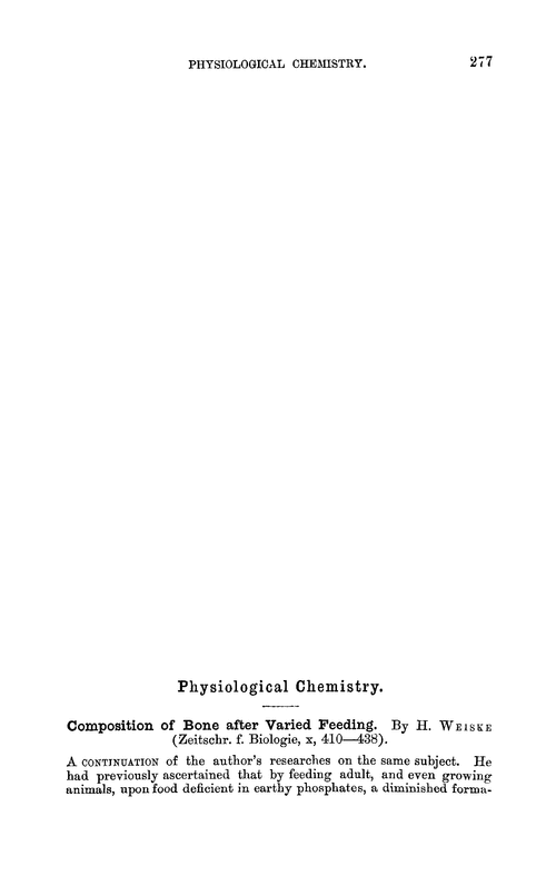 Physiological chemistry