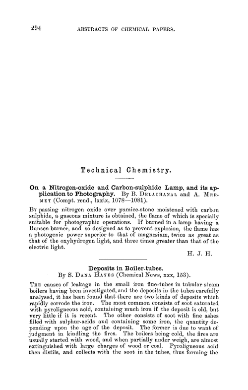 Technical chemistry