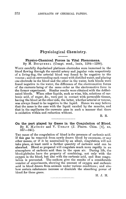 Physiological chemistry