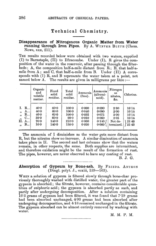Technical chemistry