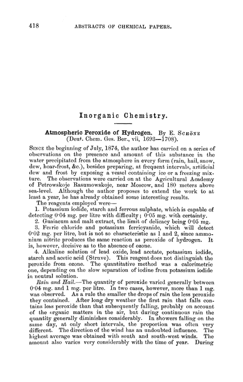 Inorganic chemistry