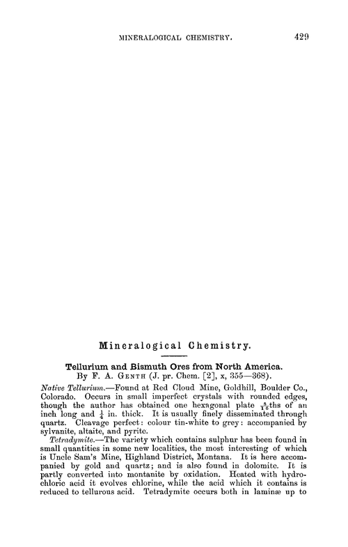 Mineralogical chemistry