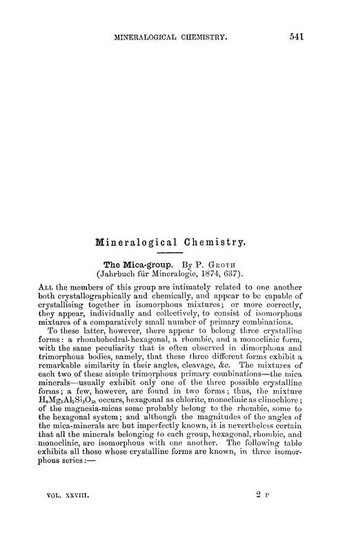 Mineralogical chemistry