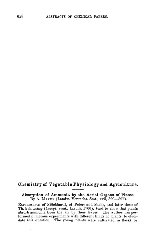 Chemistry of vegetable physiology and agriculture