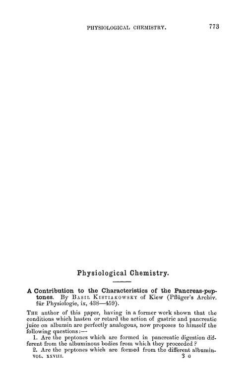 Physiological chemistry