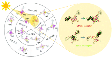 Graphical abstract: Quantum dots as an electron or hole acceptor: on some factors affecting charge transfer in dye–quantum dot composites
