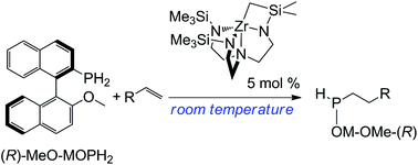 Graphical abstract: Zirconium-catalyzed intermolecular hydrophosphination using a chiral, air-stable primary phosphine