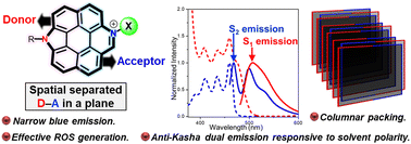 Graphical abstract: Perylene with peripherally fused pyrrole and pyridine: columnar packing, anti-Kasha dual emission and reactive oxygen species generation