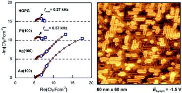 Graphical abstract: The metal–ionic liquid interface as characterized by impedance spectroscopy and in situ scanning tunneling microscopy