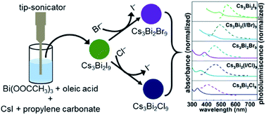 Graphical abstract: Green solvent assisted synthesis of cesium bismuth halide perovskite nanocrystals and the influences of slow and fast anion exchange rates