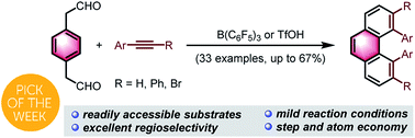 Graphical abstract: Synthesis of sterically hindered 4,5-diarylphenanthrenes via acid-catalyzed bisannulation of benzenediacetaldehydes with alkynes