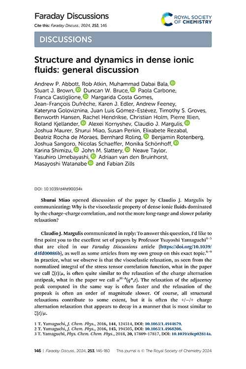 Structure and dynamics in dense ionic fluids: general discussion