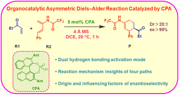 Graphical abstract: Mechanism and origin of enantioselectivity for Diels–Alder reaction catalyzed by chiral phosphoric acids in synthesising 1-trifluoroacetamido cyclohex-1-ene