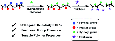 Graphical abstract: Orthogonal functionalization of alternating polyesters: selective patterning of (AB)n sequences